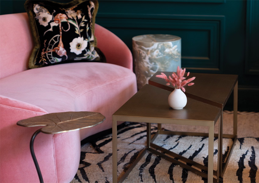 Maximialist decor in bold sitting area Design by Margarita Bravo Photography by Tahvory Bunting